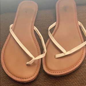 George White Strap Tan Footbed Women's Flip Flop